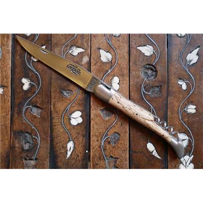 Laguiole 12cm tire-bouchon - Inox satiné et bouleau