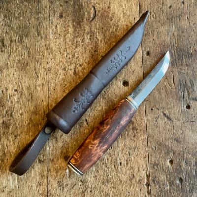 Puukko MK - Bouleau teinté et laiton